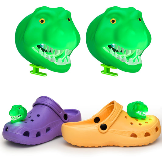 Dino Lights for Shoes,Lights for Kids, 2 Pcs green LED Headlights, Flashlight Attachment Charm Accessories for Adults and Kids, Camping Dinosaur Flashlight rechargable