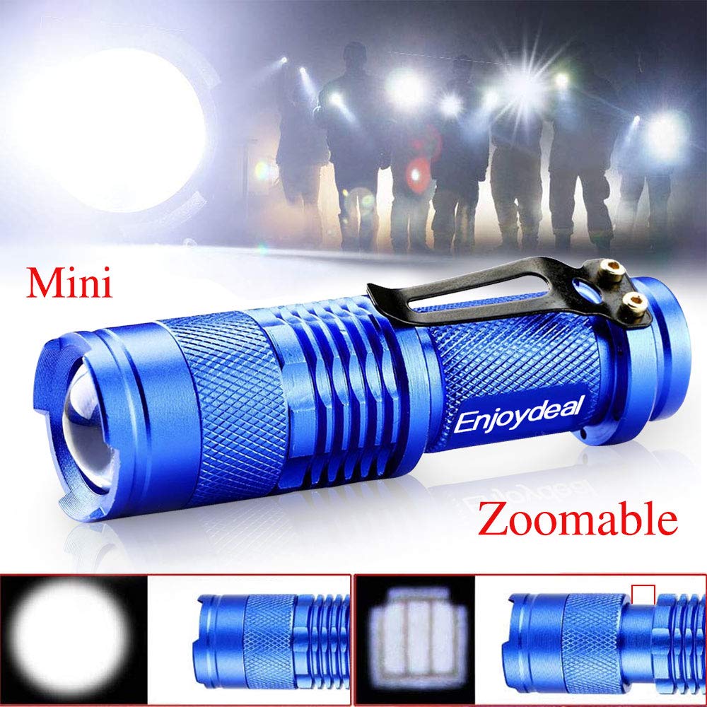 enjoydeal Mini LED Flashlights 5 Pack Pocket Pen Flashlight Ultra Bright 350 Lumens Waterproof Zoomable Flashlight with 3 Mode for Kids Camping Cycling Hiking Emergency Torch Light