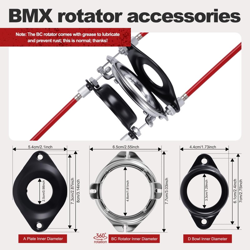 Premium BMX Bike Gyro Brake Cables Front + Rear (Upper + Lower)with Spinner Rotor Full Kit,BMX Bicycle Brake Lines Set Cable Wire & Housing Replacement for Most Gyro Systems and 20" Bikes,Professional