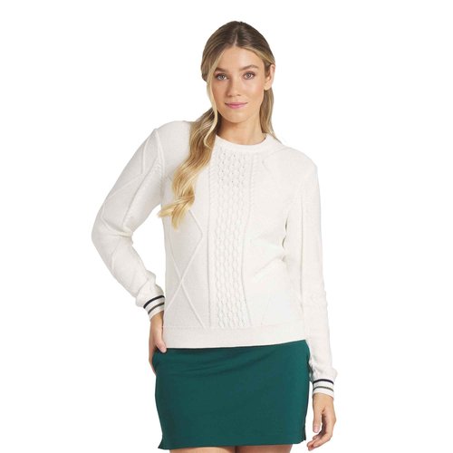 PUMA Women's Standard Kate Cable Knit Sweater, Warm White, M
