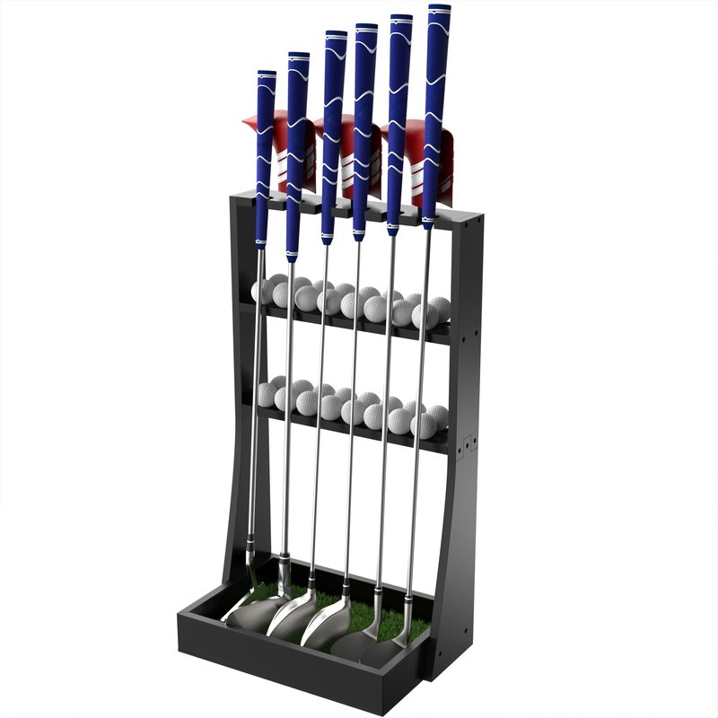 Alytree Golf Putter Stand, Golf Club Holder for 36 Balls Tray Storage & 6 Clubs & 3 Head Covers, Display Rack Organizer for Home Indoor Outdoor Office
