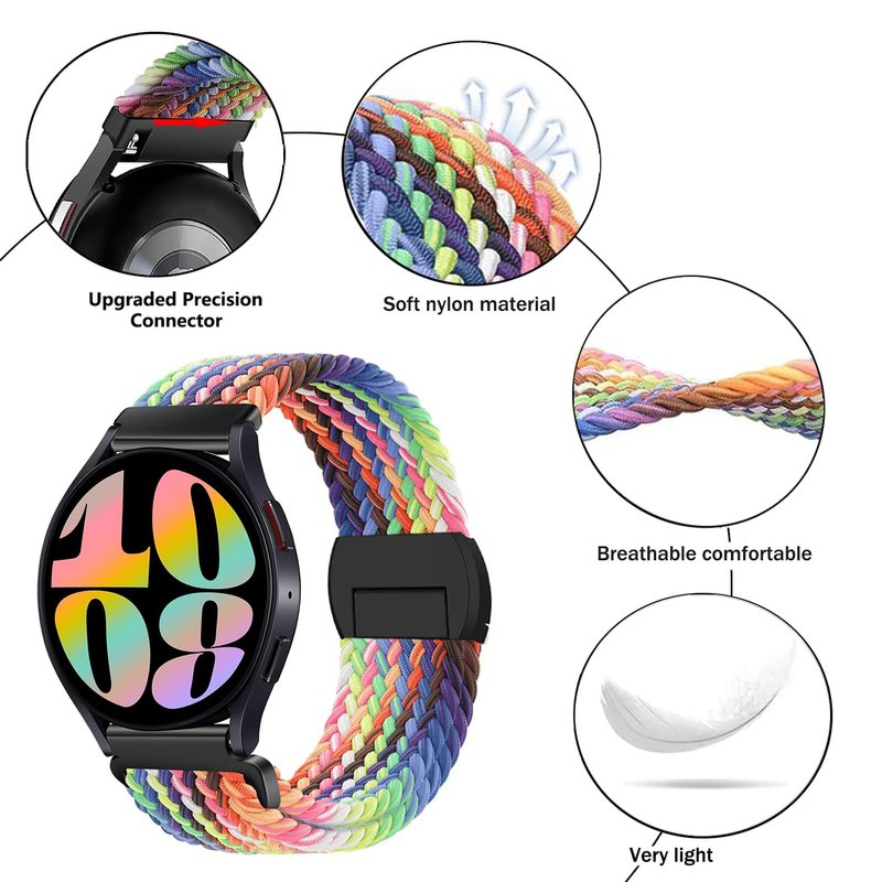 Issinlky 19mm Nylon Braided band for Veryfitpro ID205L, Elastic Round Buckle Strap for GRV FC1 IDW15 ID205S ID205G ID215G ID216 ID205L YM205L BV205L TE021 SW020 SW021 SW023