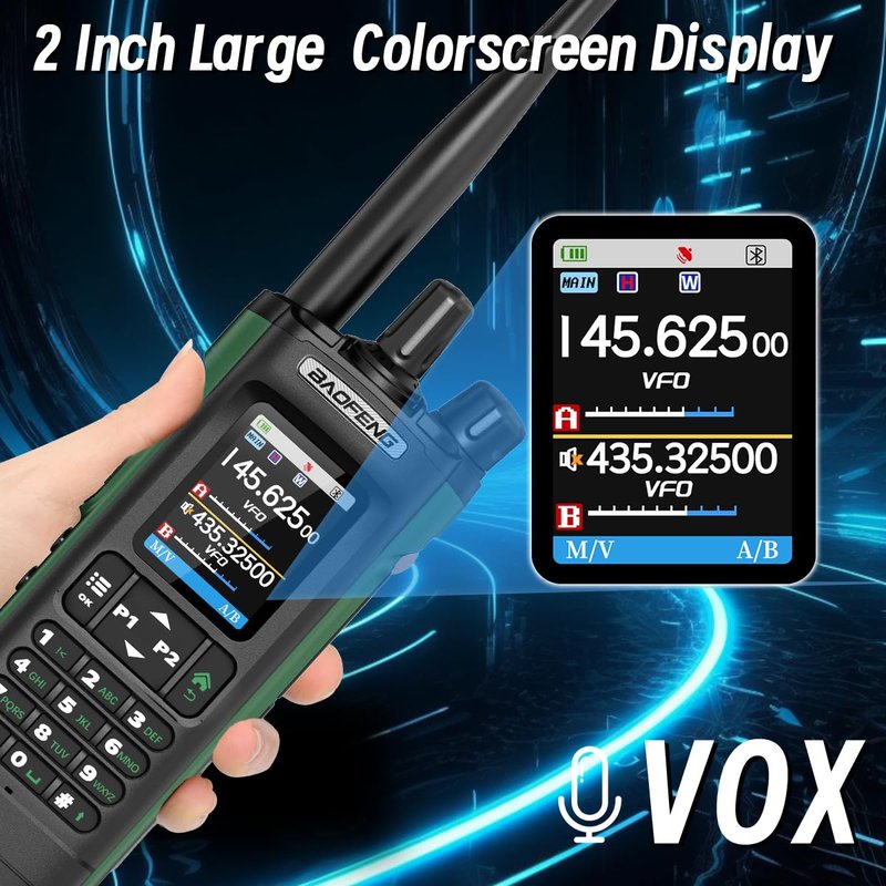 BAOFENG UV-32 Handheld Ham Radios Long Range 10W NOAA Weather Rechargeable Walkie Talkies Tactical Two Way Radio with GPS,APP Programming,Copy Frequency,USB-C Charging for Survival Gear Cruise,2Pack