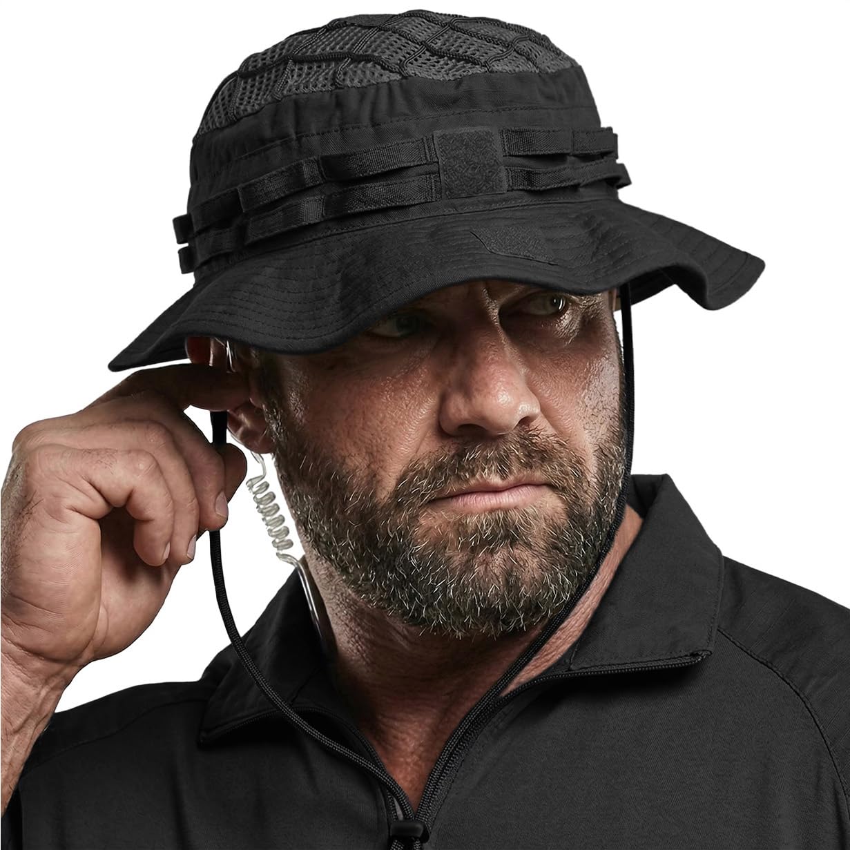 CQR Men's Tactical Boonie Hat, Breathable Packable Sun Hat for Hunting, Hiking, Fishing, Shooting, and Outdoor Activities, Sentinel Black, Small-Medium