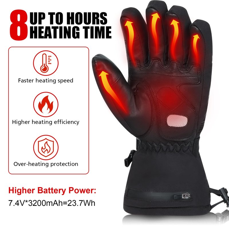 Heated Gloves for Men Women,7.4V Electric Rechargeable Heating Ski Gloves with Touchscreen,Warming Glove for Winter Outdoor Work Skiing Motorcycle Hunting Cycling Hand Warmers
