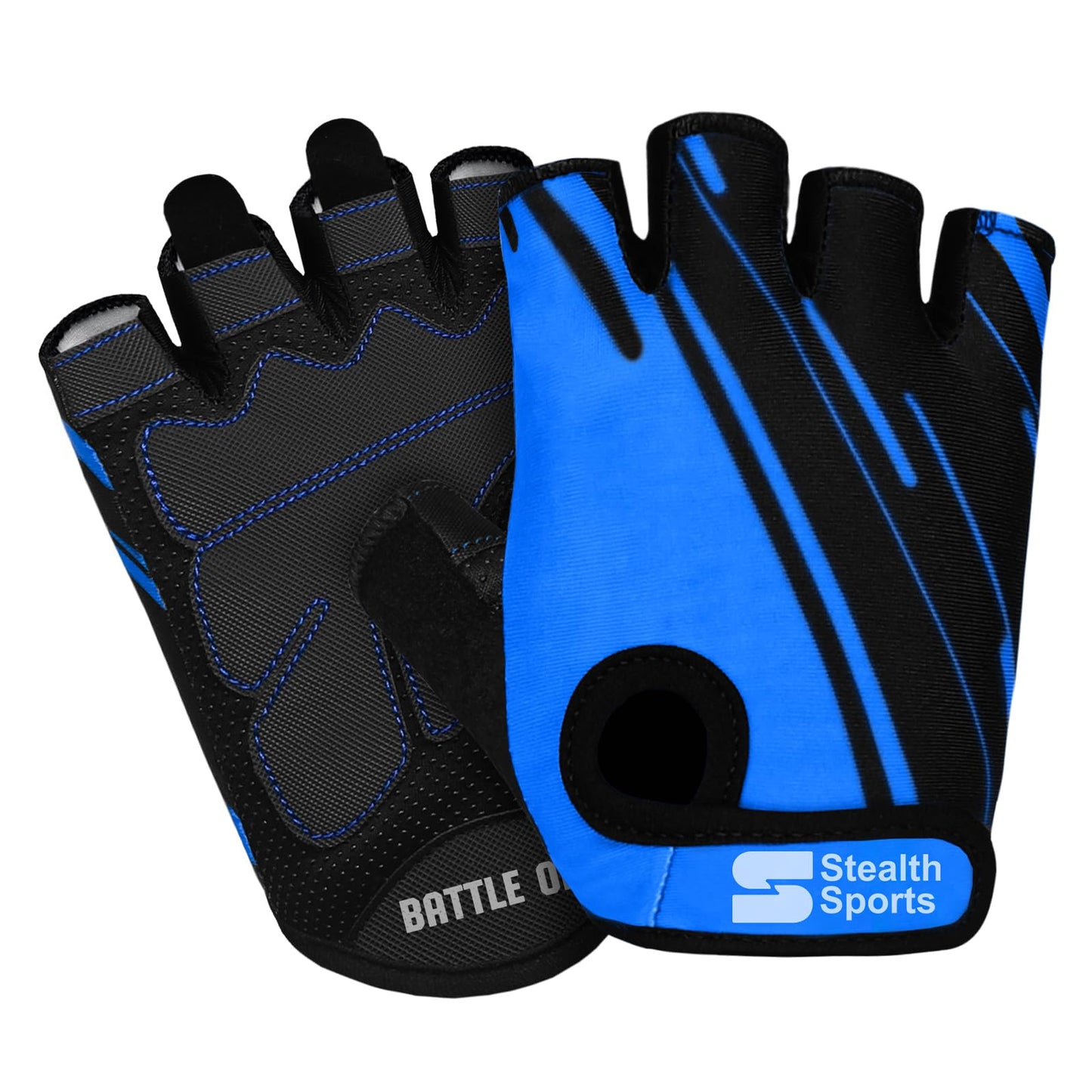 Stealth Sports Weight Lifting Gloves Half Finger Workout Gloves Men Women Anti-Slip Padded Palm Gym Gloves Exercise Gloves Cycling Fitness Weightlifting Strength Training (Blue, Medium)