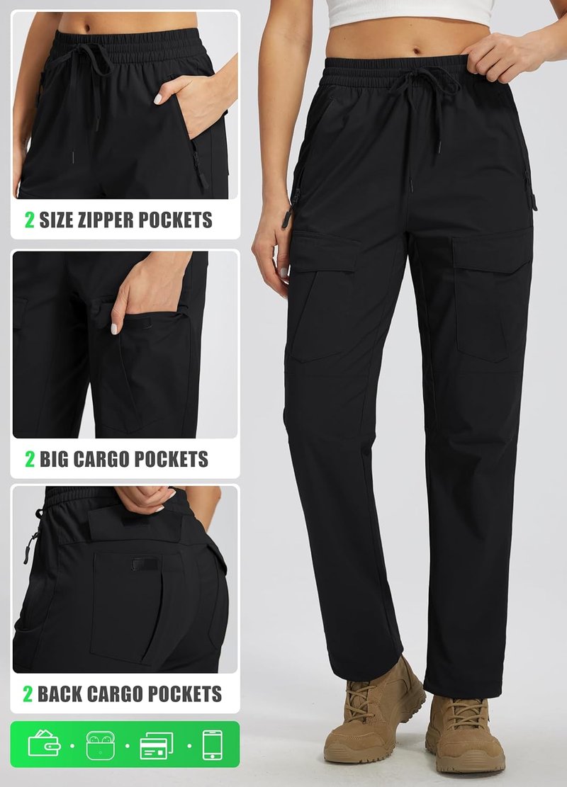 Women's Hiking Pants - Quick Dry Lightweight Cargo Joggers with Zipper Pockets | Water-Resistant Outdoor Wear