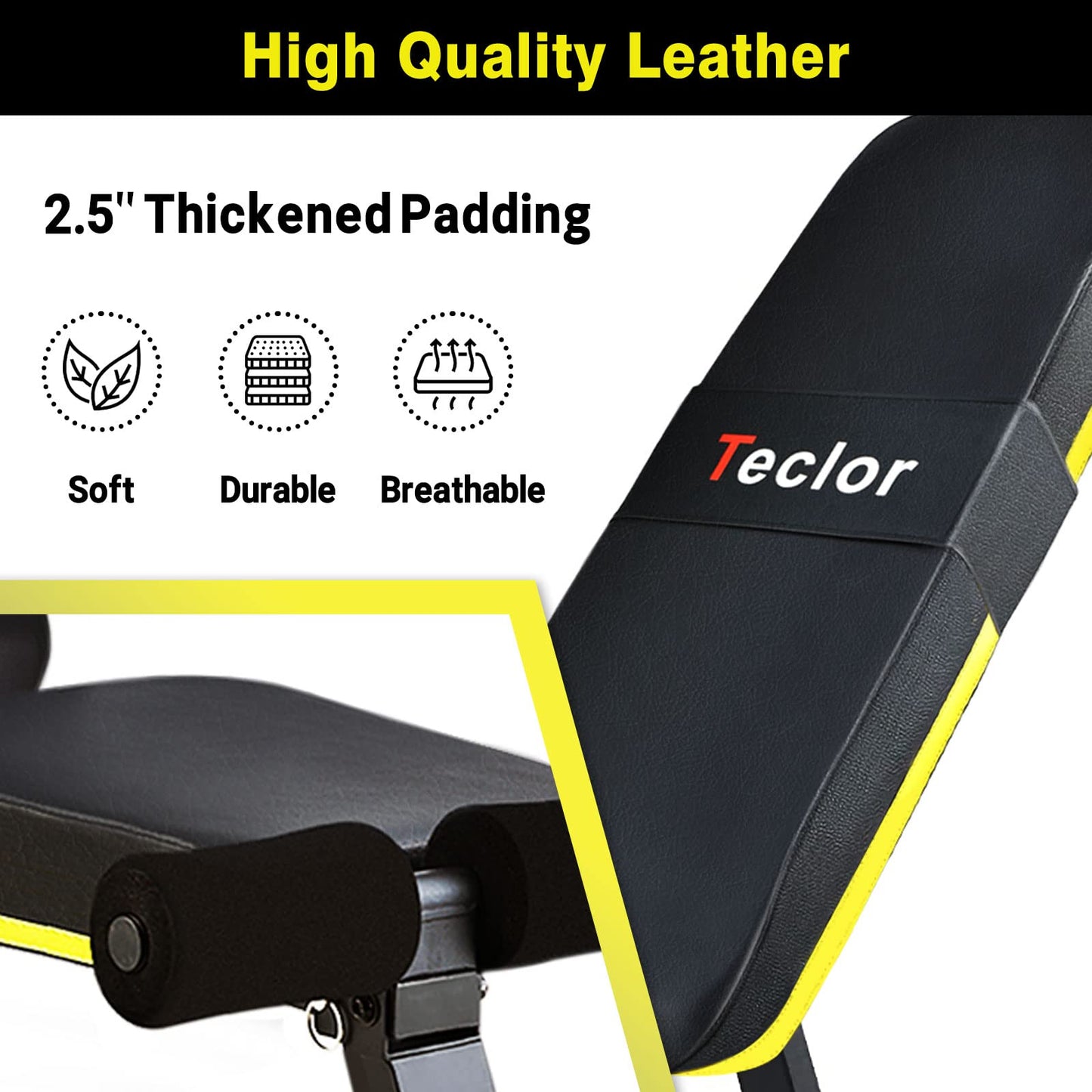 Teclor Weight Bench, Adjustable Strength Training Bench for Full Body Workout with Fast Folding, Incline Decline Exercise Workout Bench for Home Gym -New Version