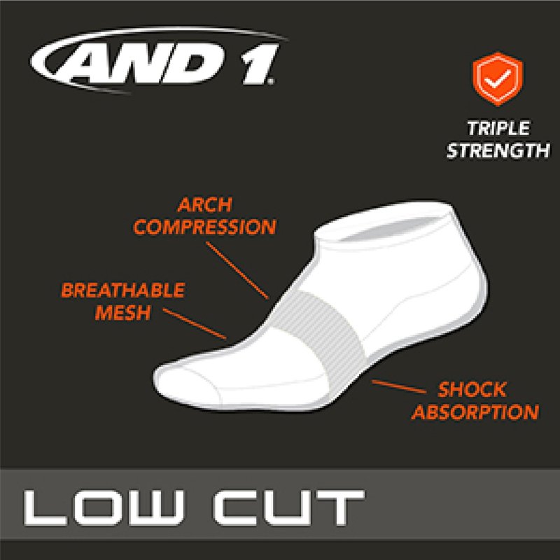 AND1 Boys Low Cut Socks - 16 Pack Cushioned Moisture Wicking Athletic No Show Socks for Boys for Sports and Running, Size Medium-Large, White