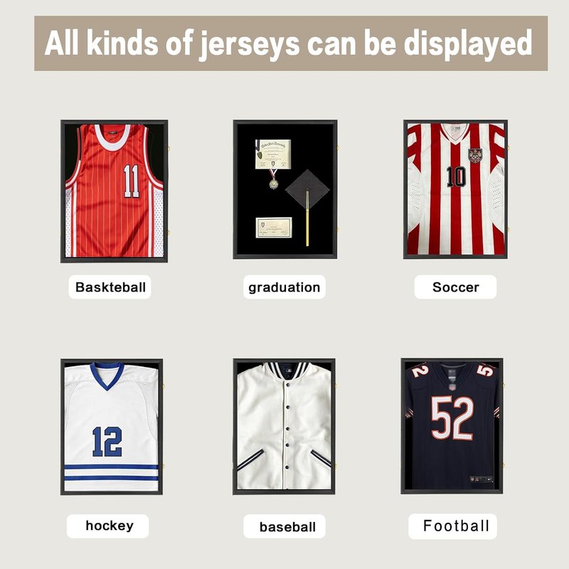 Jersey Frame Display Case - Large Lockable T-Shirt Shadow Box with UV Protection Acrylic | 3 Pack, Matte Black