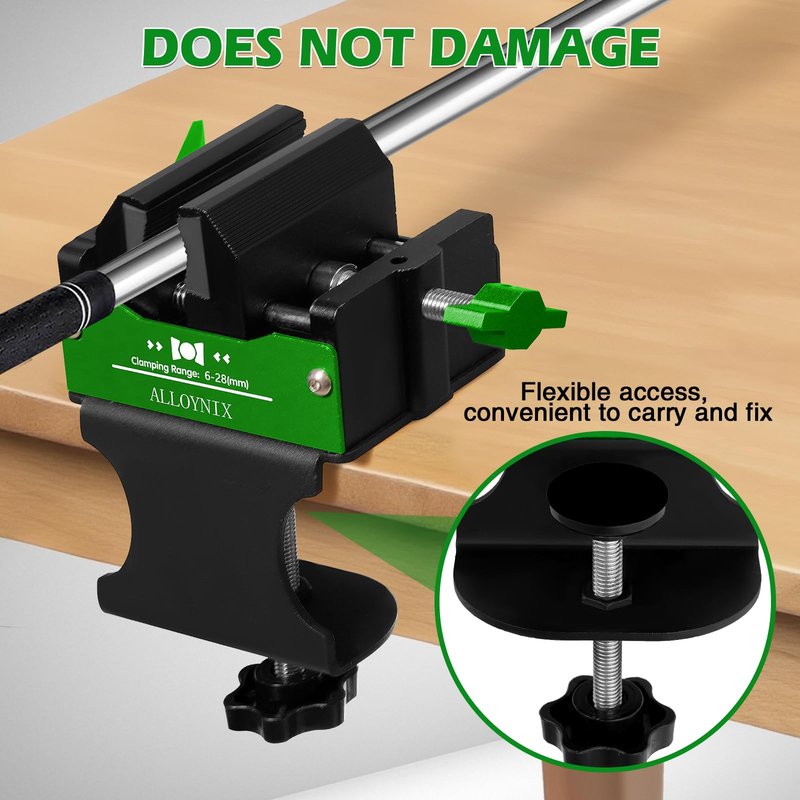 ALLOYNIX Golf Club Regripping Kit, No-Drill Vise Clamp with Rubber Protection, Quick Release, 6-28mm Shaft Compatibility