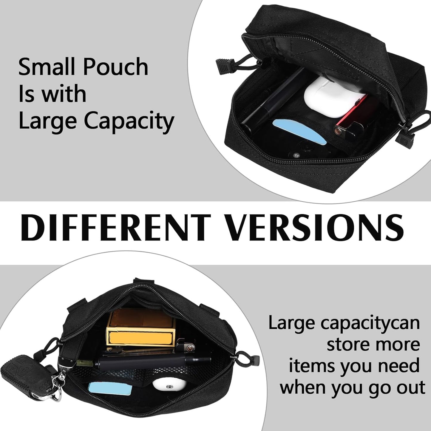 Tactical Molle Utility Pouch Set - Water-Resistant EDC Tool Bags for Men | Includes US Flag Patch & Keychain
