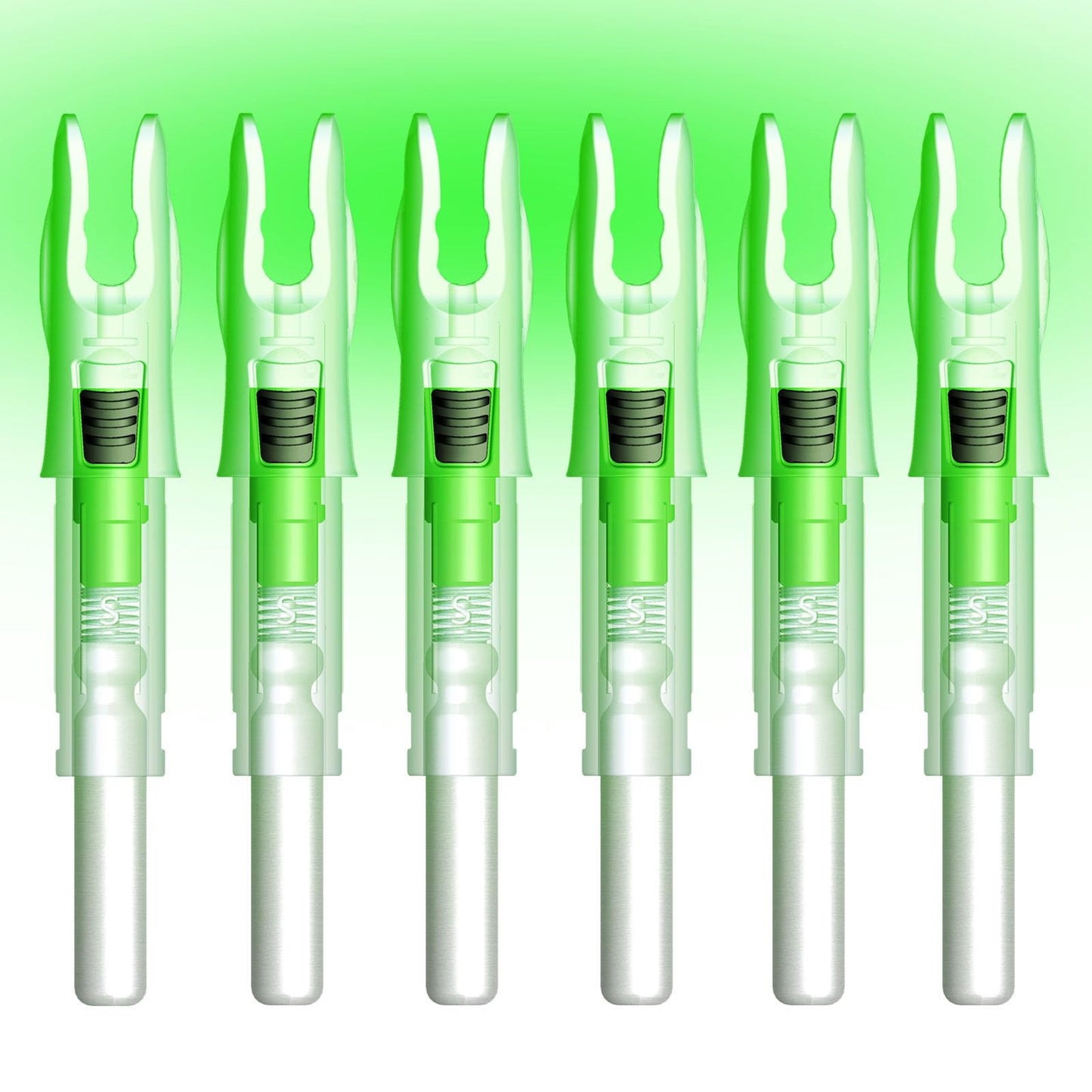 Linpeng 6PCS Lighted Nocks for Arrows with .165/ .204/ .233/ .244/ .246 Light Up Nocks with ON/Off Switch for Archery Hunting (Green, G/.165")