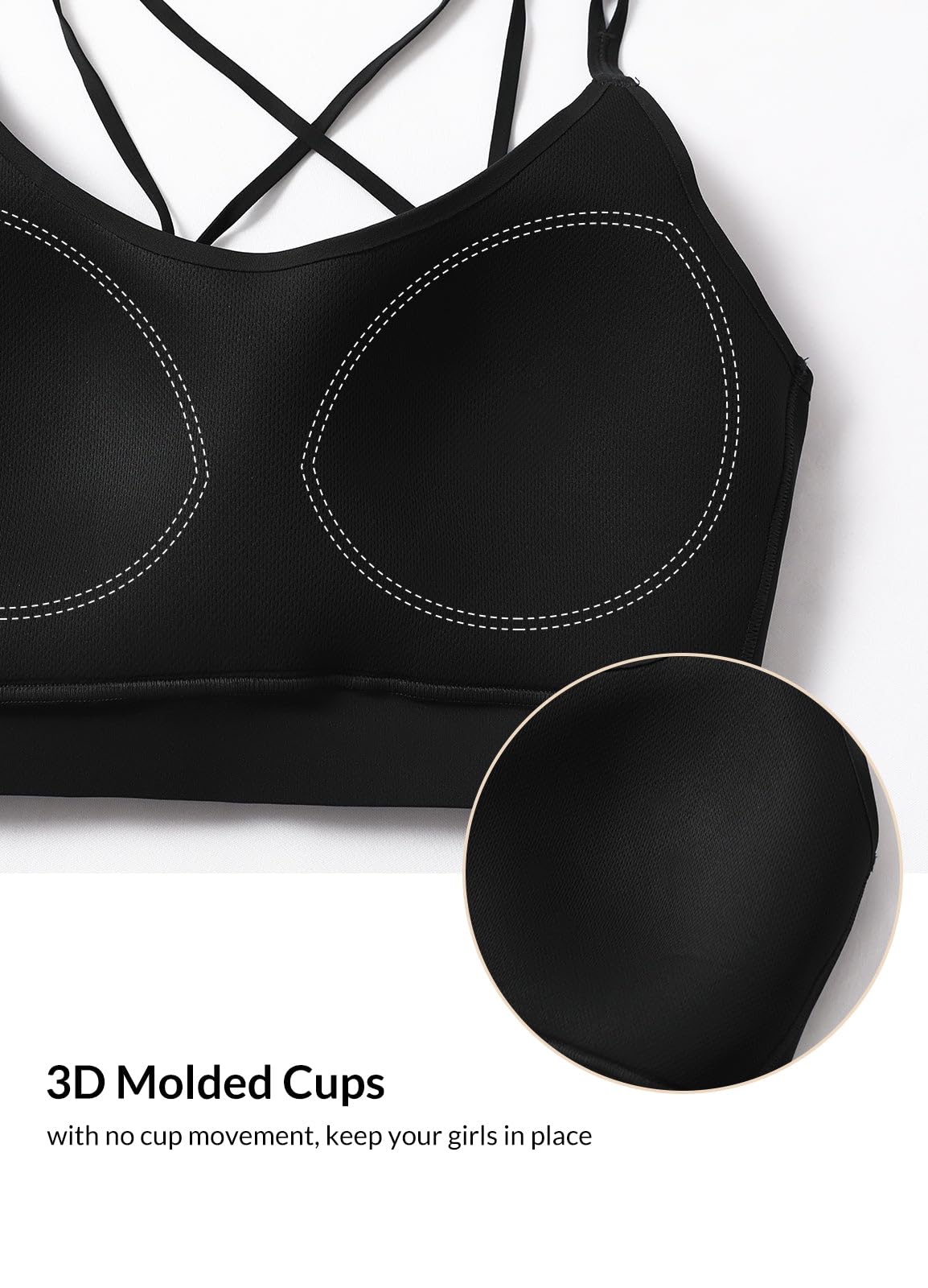 baleaf everleaf Women's Sports Bra Longline Padded Yoga Bra Low Impact Strap Workout Crop Tank Tops Black Black L-XL