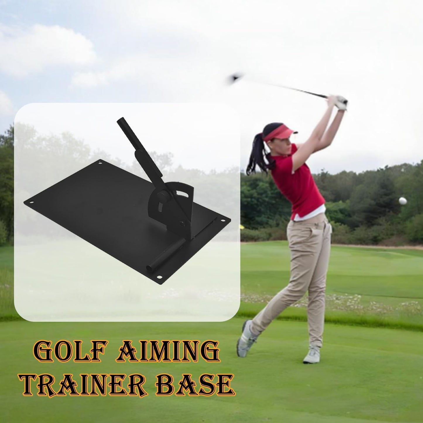 WENQUSEN Golf Training Aid Base, Black Metal Platform with Adjustable Mount