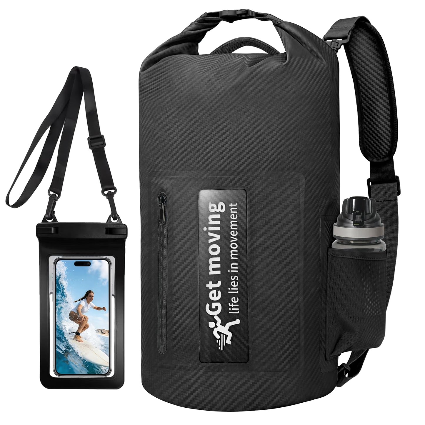 BKNOOU Dry Bag Waterproof for Kayaking, Roll Top Backpack for Women Men