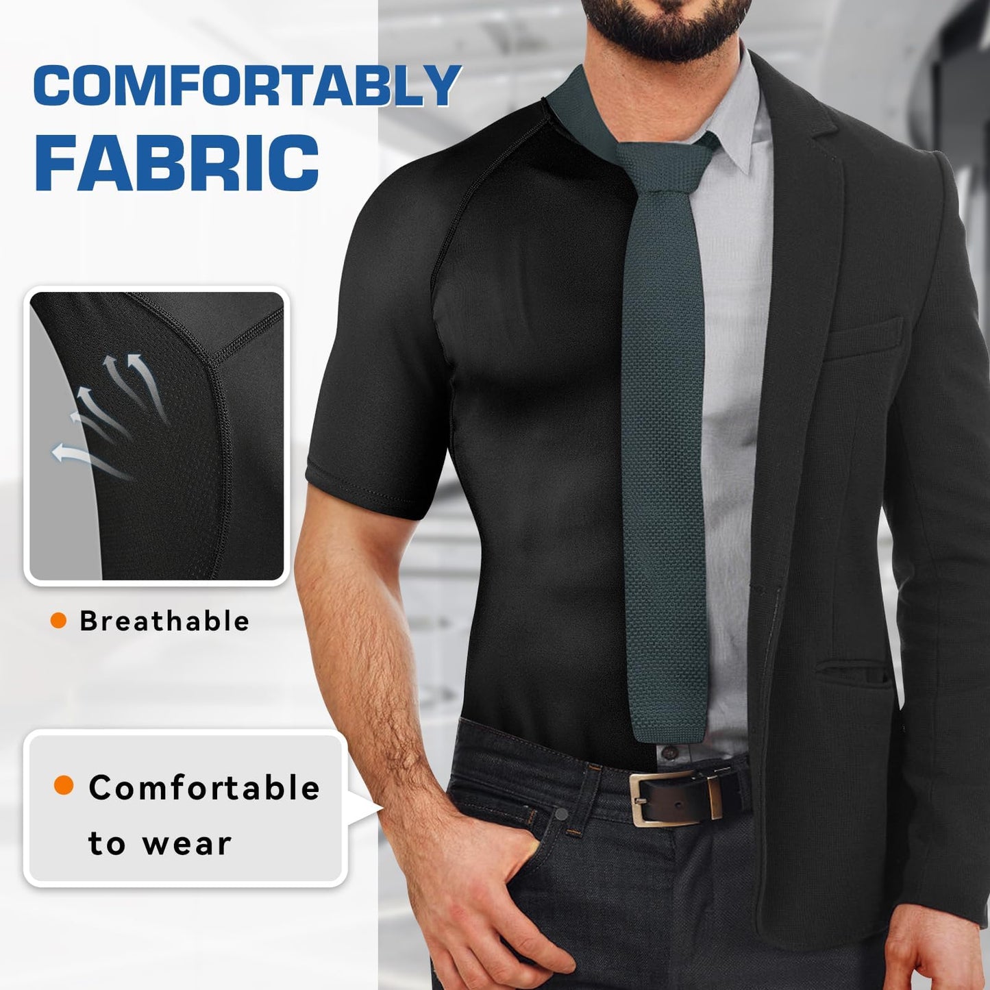 Cimkiz Sauna Shirt for Men, Mens Sauna Vest t shirts Gym Slimming Exercise Clothes,Outdoor Exercise Quick Drying Tight Sweat Shirt(Blue,3XL)