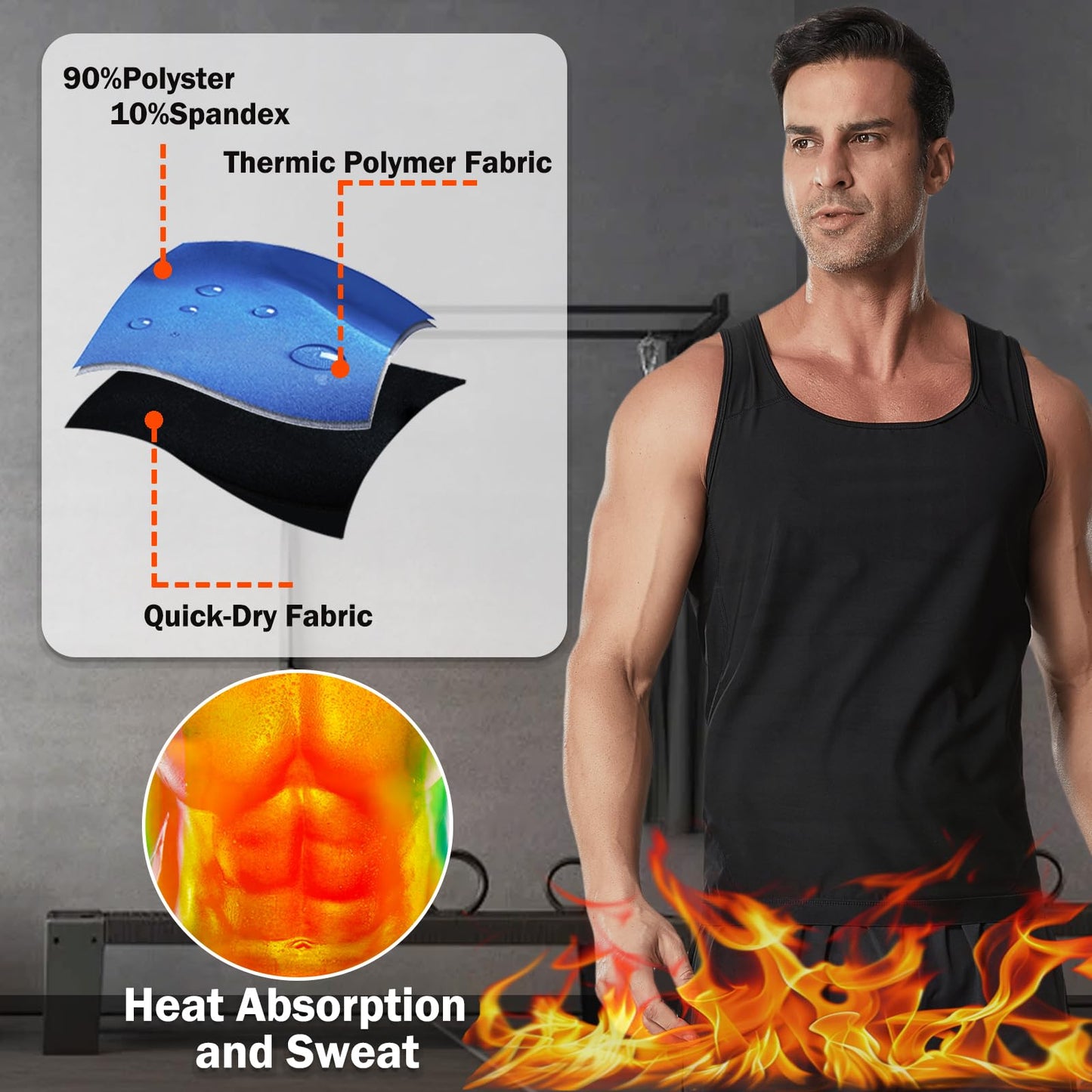 Towintec Sauna Vest for Men Waist Trainer Sauna Shirt Sweat Heat Trapping Compression Sleeveless Shirts Pullover Sweat Enhancing Weight Loss Workout Shapewear Top for Gym Exercise Sport(Blue,L/XL)