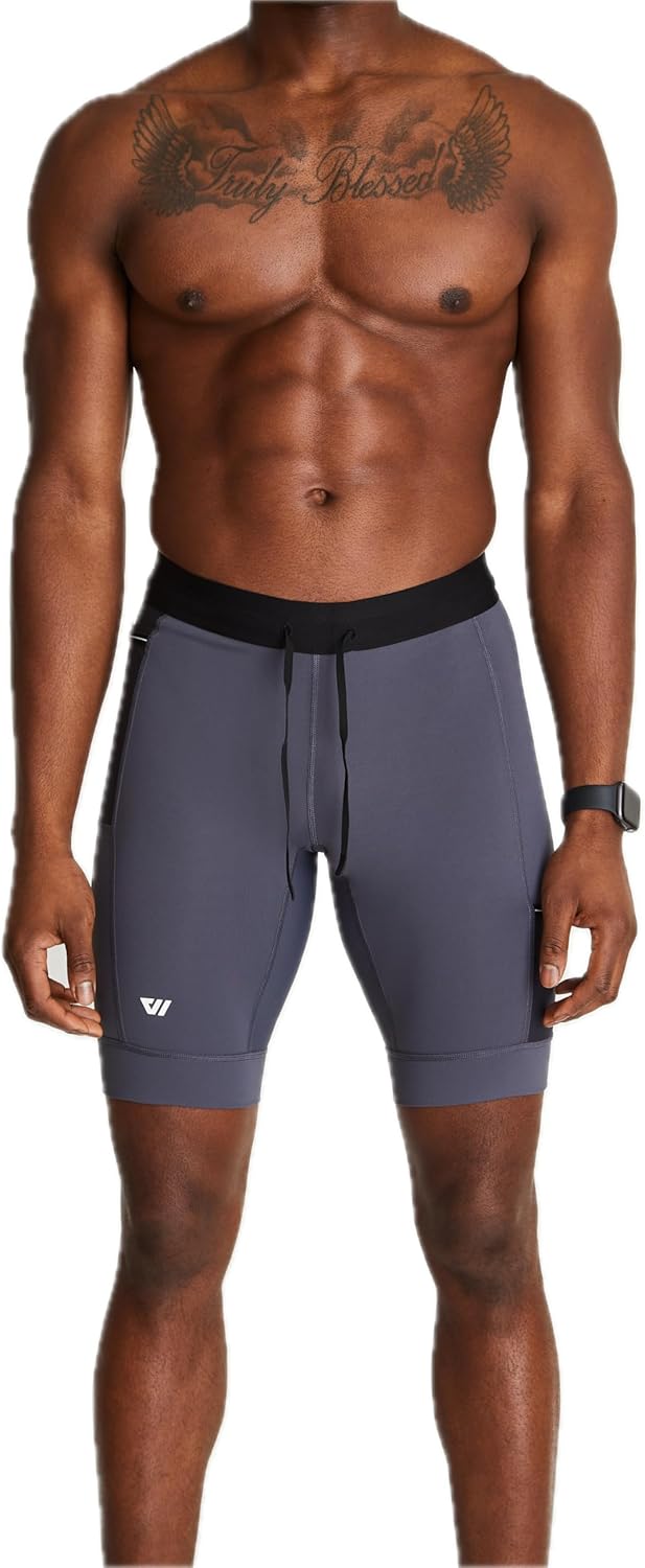 WOLACO Sprint Compression Shorts for Men - Half Tight with Phone Pocket