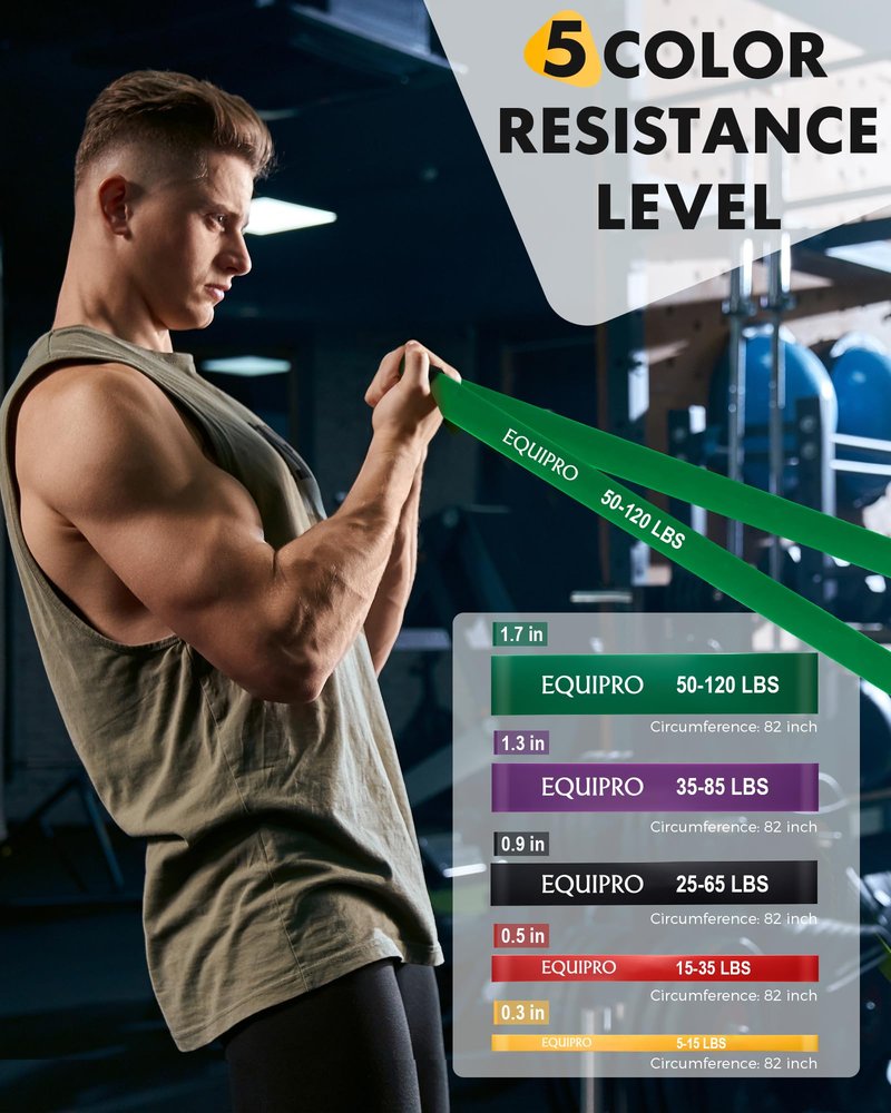 Equipro Resistance Bands, Exercise Bands, Resistance Bands for Working Out with Handles and Door Anchor, Workout Bands for Men Women with Protective Sleeve for Fitness Weights Work Out at Home