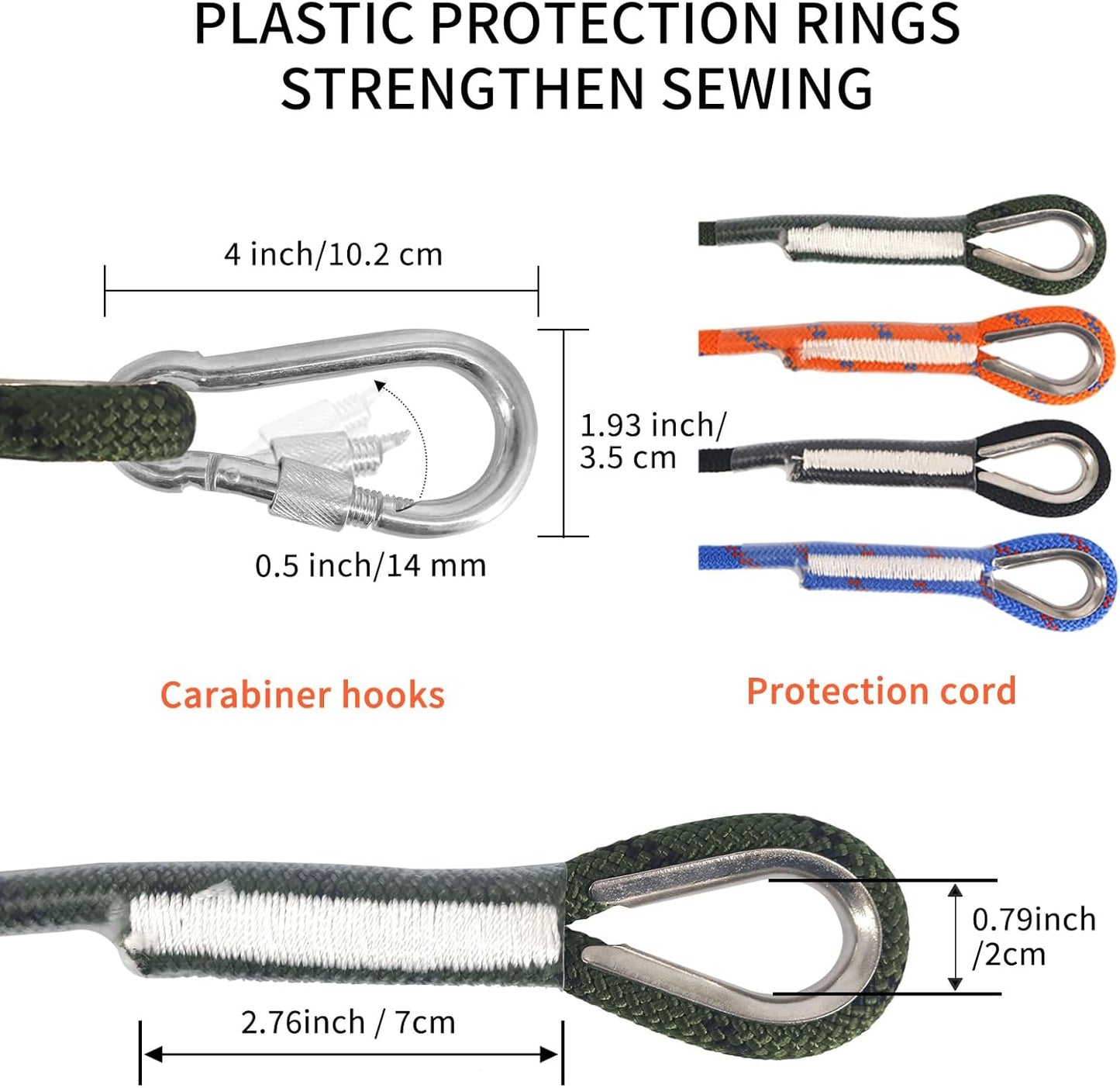 Climbing Rope 10mm | High Strength Accessory Cord with 2 Steel Hooks for Outdoor Rescue & Rappelling - Army Green