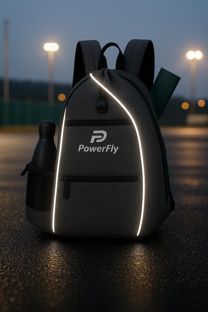 PowerFly Pickleball bag with Earphone Port, Multi-Pocket Design, Water Bottle Holder, Travel and Gym Bag (Grey)