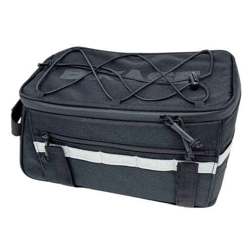 BiKase Big Momma Bike Trunk Bag - Universal Fit Medium Rear Rack Bag with Side Pockets, Top Bungee, Mesh Pocket, Key Holder & Reflective Accents - Spacious Bicycle Rack Bag for Ebikes & Bicycles