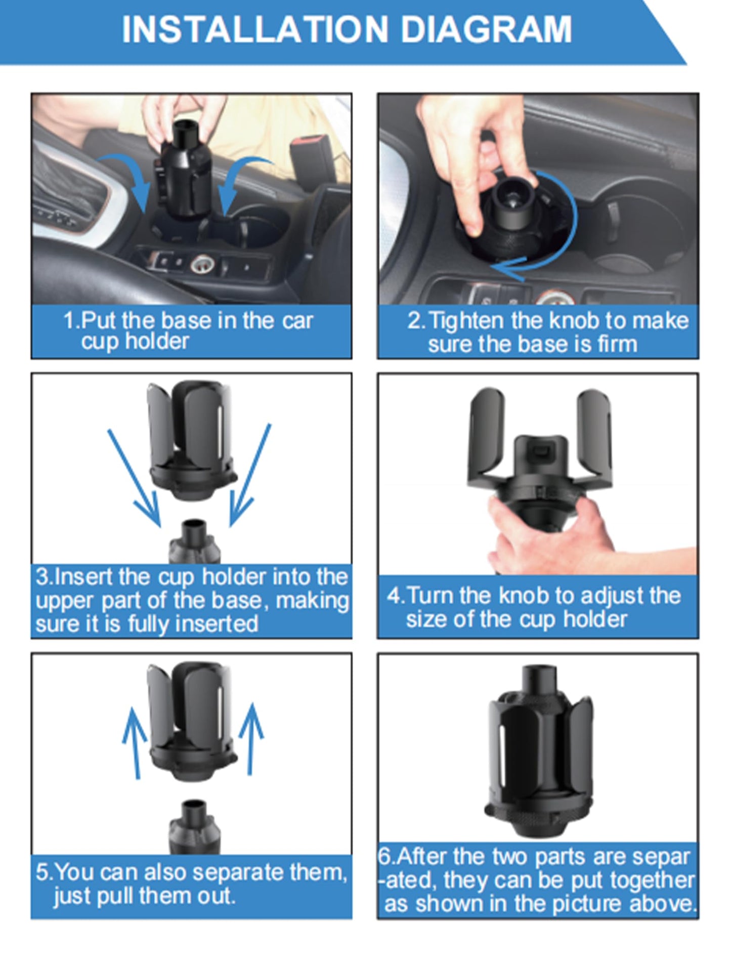 Universal Golf Cart Cup Holder Expander, Adjustable Base & Holder for 1lb Tank, Various Sized Water Bottles & Tumblers, Compatible with EZGO, Club Car, Yamaha, Golf Cart Accessories