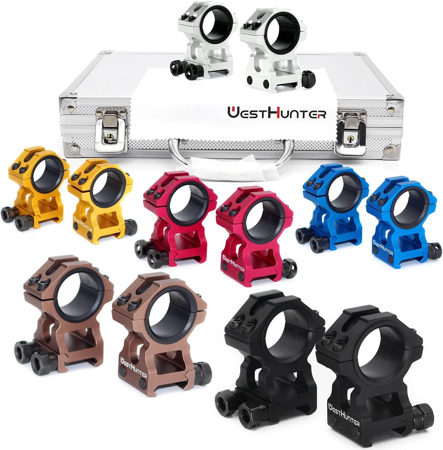 WestHunter Optics Picatinny Scope Rings - 1 Inch & 30 mm Tactical Precision Mount | 36 mm Center Height, Silver
