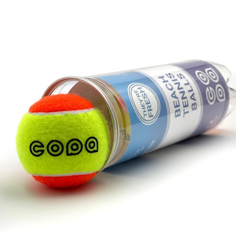 Beach Tennis Balls Pack of 3 Copa ITF Stage 2 Approved Specification Low Compression Balls Pressurized Reusable Plastic Tennis Ball Tube Durable Natural Rubber Orange and Yellow
