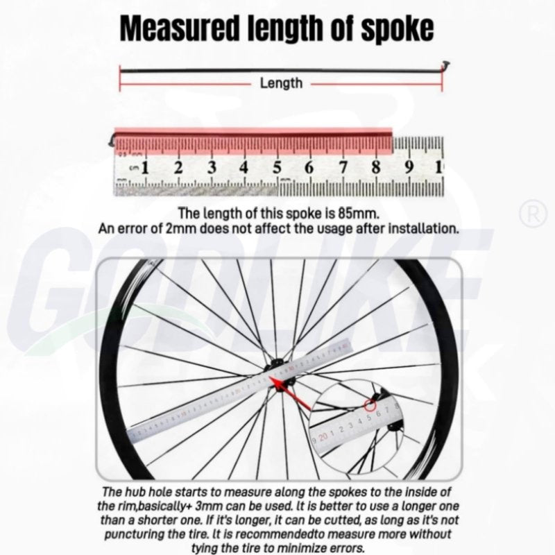 GODLIKE 36Pcs High-end Quality 14G J Bend Bicycle Stainless Steel Spokes 256-305mm Length with Nipples Straight Head Bike Replacement Parts Black (J-Bend 271mm)