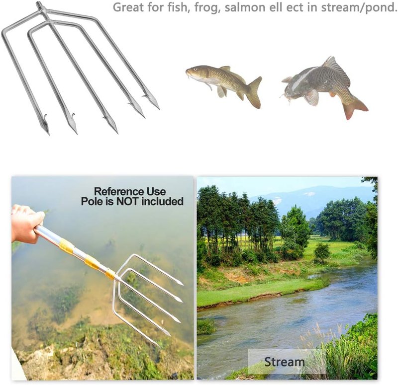 5/7 Prong Fishing Harpoon - Stainless Steel Gig Gaff Hook with 8mm Screw | Ideal for Flounder, Frog, and Pond Fishing