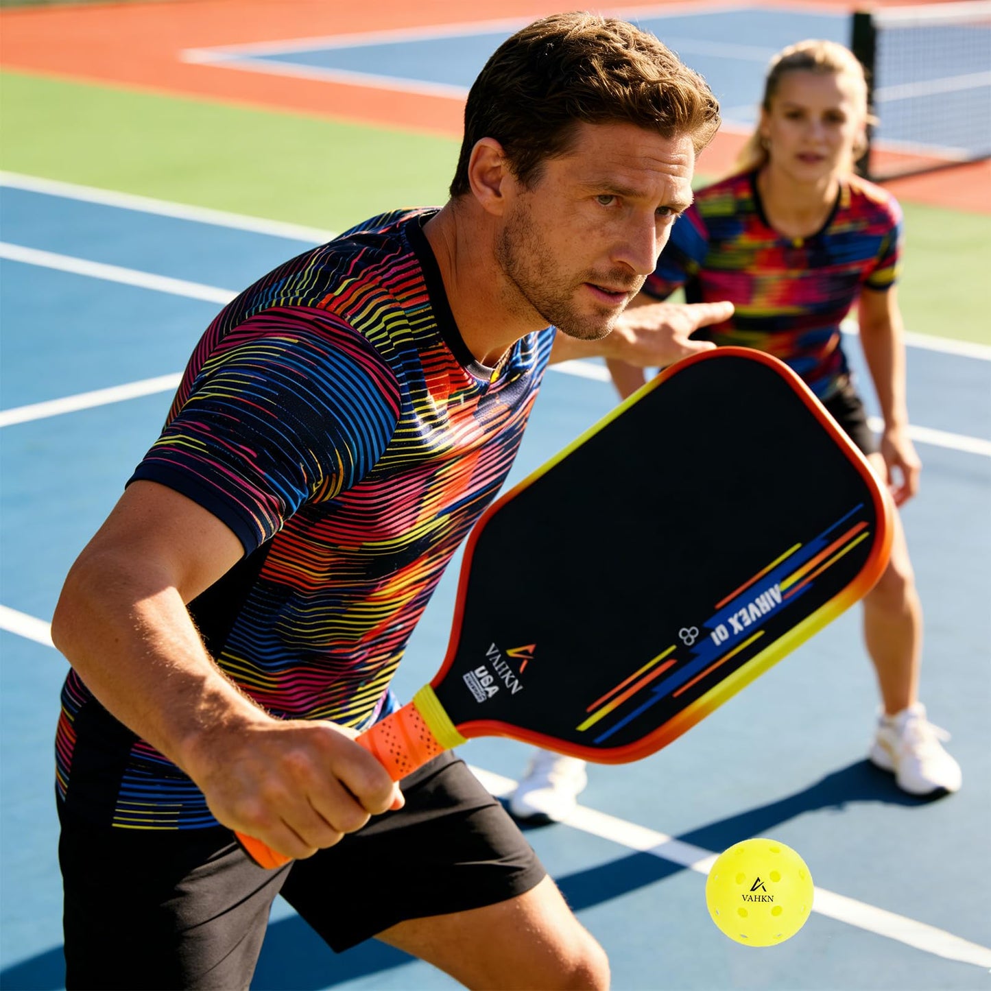 VAHKN Pickleball Paddles |16MM Carbon Fiber Pickleball Paddle | High-Spin Textured Surface & Vibrant Gradient Edge | USAPA Approved Racket for Ultimate Power,Control & Precision (Orange 1PCS)