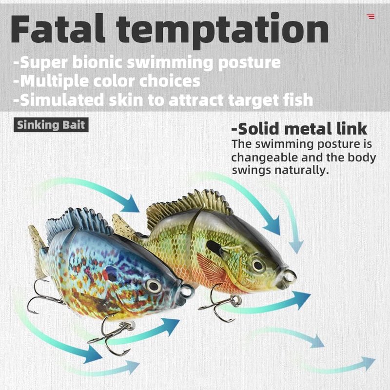 ODS Glide Bait Fishing Lure - Lifelike Bluegill Sunfish Design for Bass, Trout, Perch