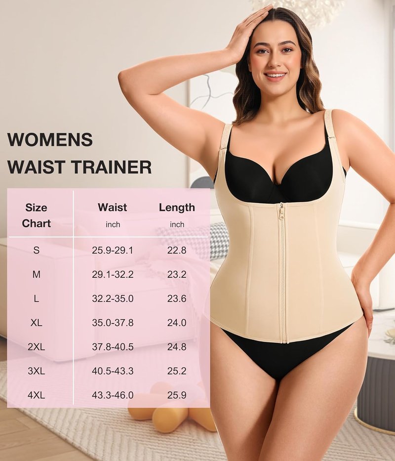 Underbust Corset Waist Trainer - Steel Boned Body Shaper Vest with Adjustable Straps | Women's Cincher