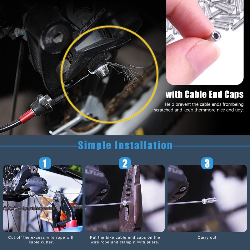 Glarks 73Pcs Bike Brake Cable Housing Kit Including Bicycle Brake Line, V Bike Brake Noodle Cable Guide Pipe and Hose, Bicycle Shifter Cable Housing and Cable Cutter for Road Mountain Bicycle Cycling