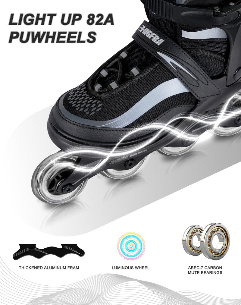 Adjustable Inline Skates for Kids and Adults – Color Gradient Roller Skates with Full Light-Up Wheels Girls, Boys (Ages 5-8, 8-12), Youth, Men, and Women – Indoor & Outdoor Use