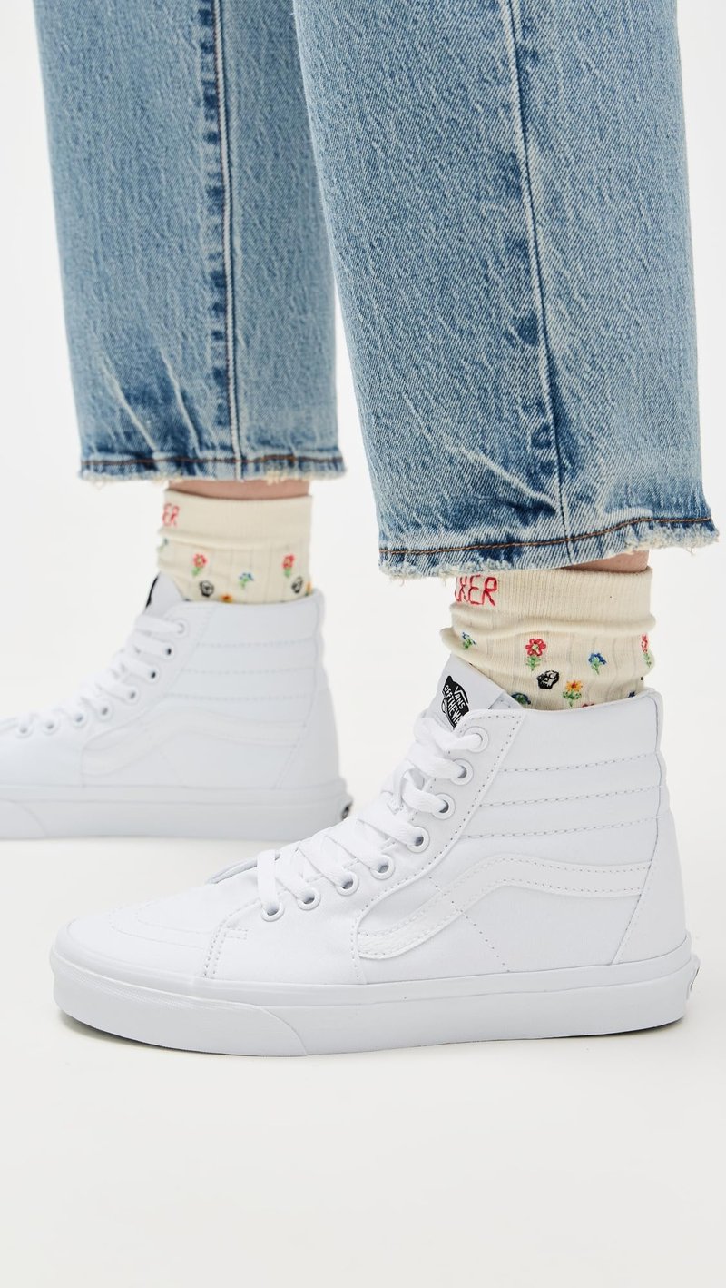 Vans Unisex Sk-8 High Top Sneakers, True White, 5 US Women/3.5 US Men