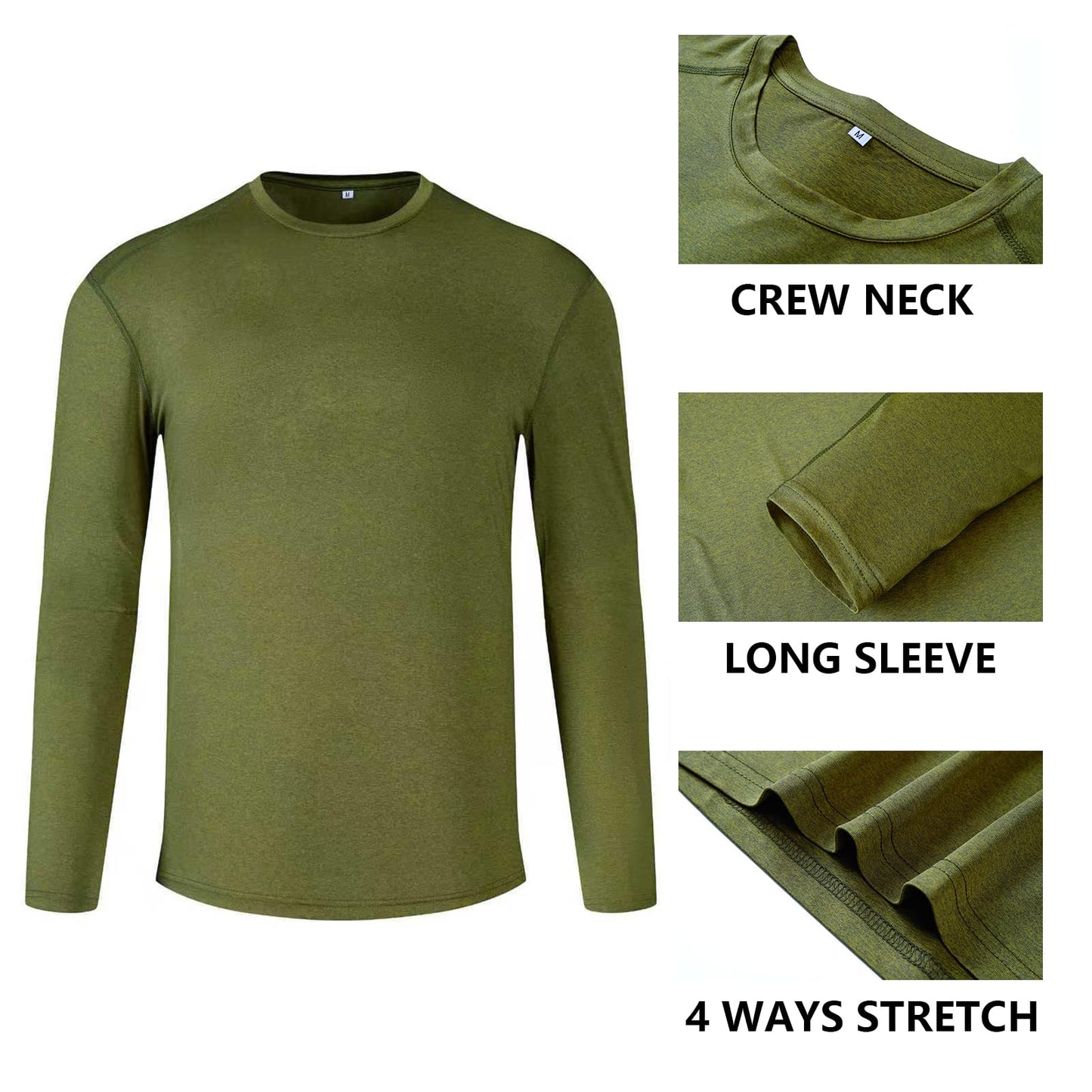 Tee Shirts for Men 6 Pack,Mens Long Sleeve T Shirts Workout Gym Athletic Sun Protection UPF 50+ Performance Running Shirts(L)