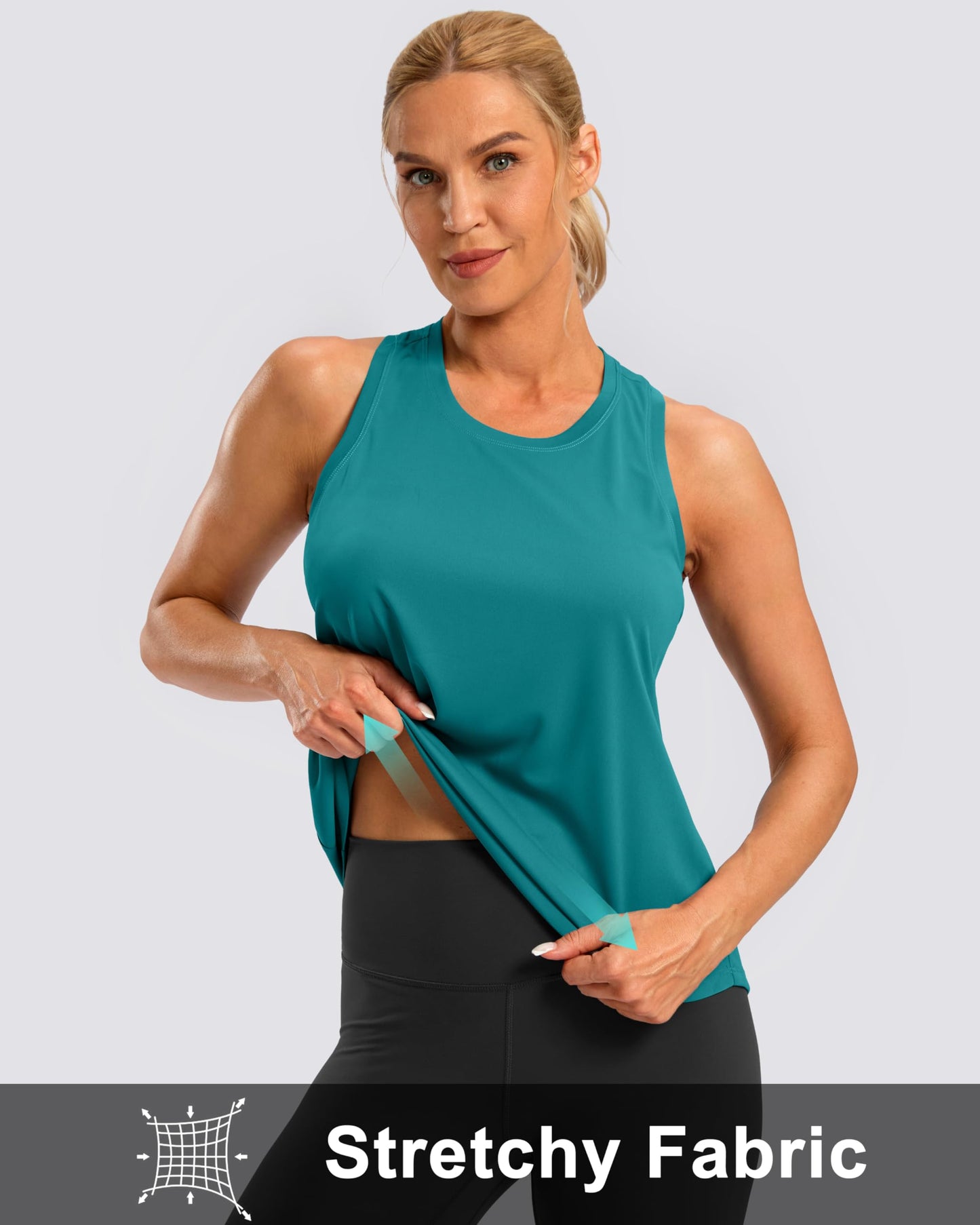 G Gradual Women's Workout Tank Tops Racerback Athletic Yoga Tops Loose Fit Sleeveless Running Gym Sports Shirts for Women(Teal,M)