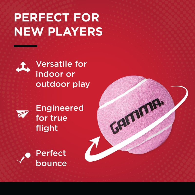 GAMMA 18-Pack Pink Pressureless Tennis Balls - Sturdy Mesh Bag with Drawstring for Easy Transport - Bag-O-Balls