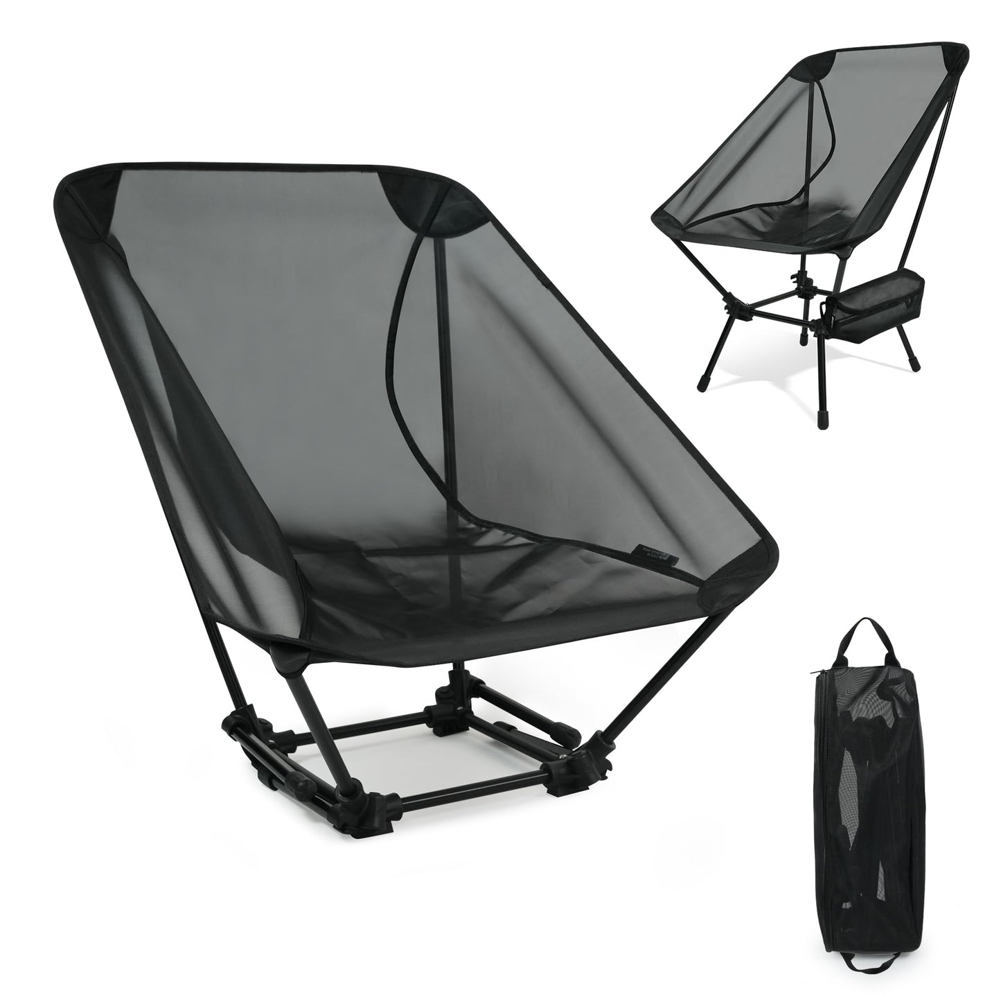 喜马拉雅 Himalaya Ultralight Beach Chair, 2 Heights Lightweight Camping Chair, Folding Mesh Backpacking Chairs, Portable Compact Camp Chairs for Hiking Picnic Lawn Festival Outdoor