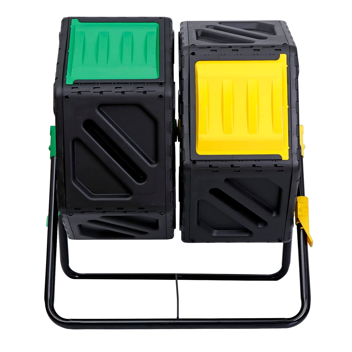 HomGarden Large Dual Chamber Compost Tumbler Heavy-Duty Outdoor Bin Composter with 2 Sliding Doors Easy-Turn, All-Season 37 Gallon High Volume Composter Black
