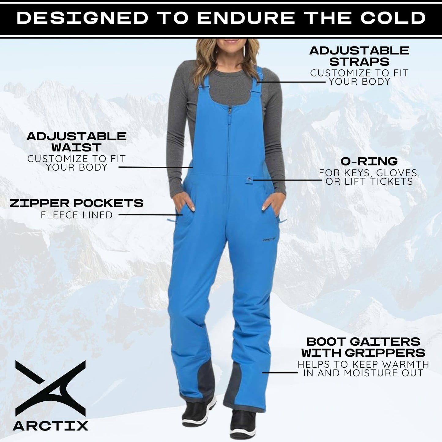 Arctix Women's Essential Insulated Bib Overalls, Marina Blue, Small