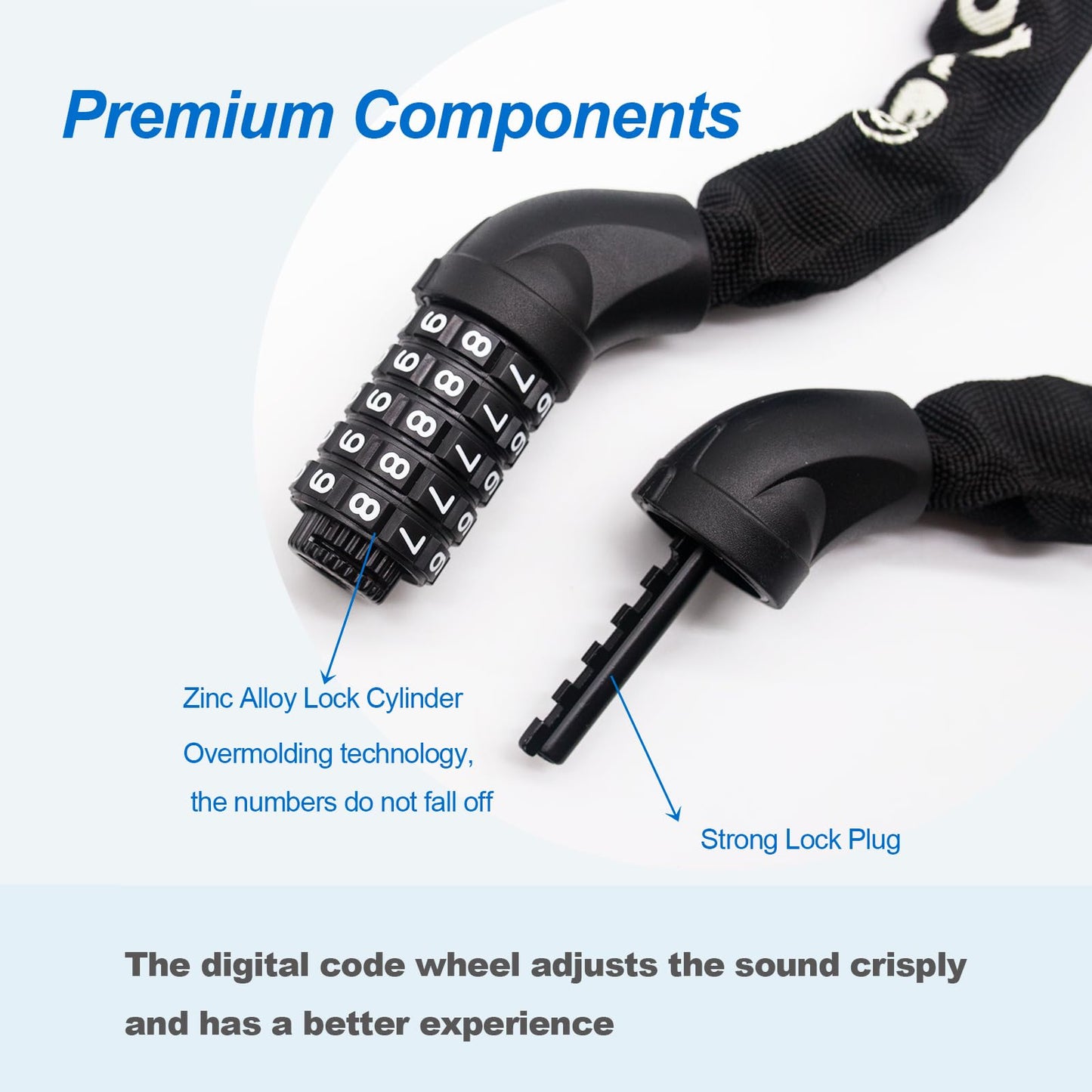 Monotre 5-Digit Resettable Combination Heavy Duty Anti-Theft Bike Chain Lock, 3.9ft Long Keyless Security Bike Lock for Bicycles, Scooters, Motorcycles, Doors, Fences