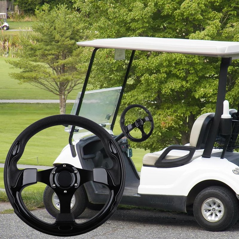 Universal Golf Cart Steering Wheel for EZGO RXV & TXT, Club Car DS and Club Car Precedent EZGO Yamaha Golf Car Accessories (Black)