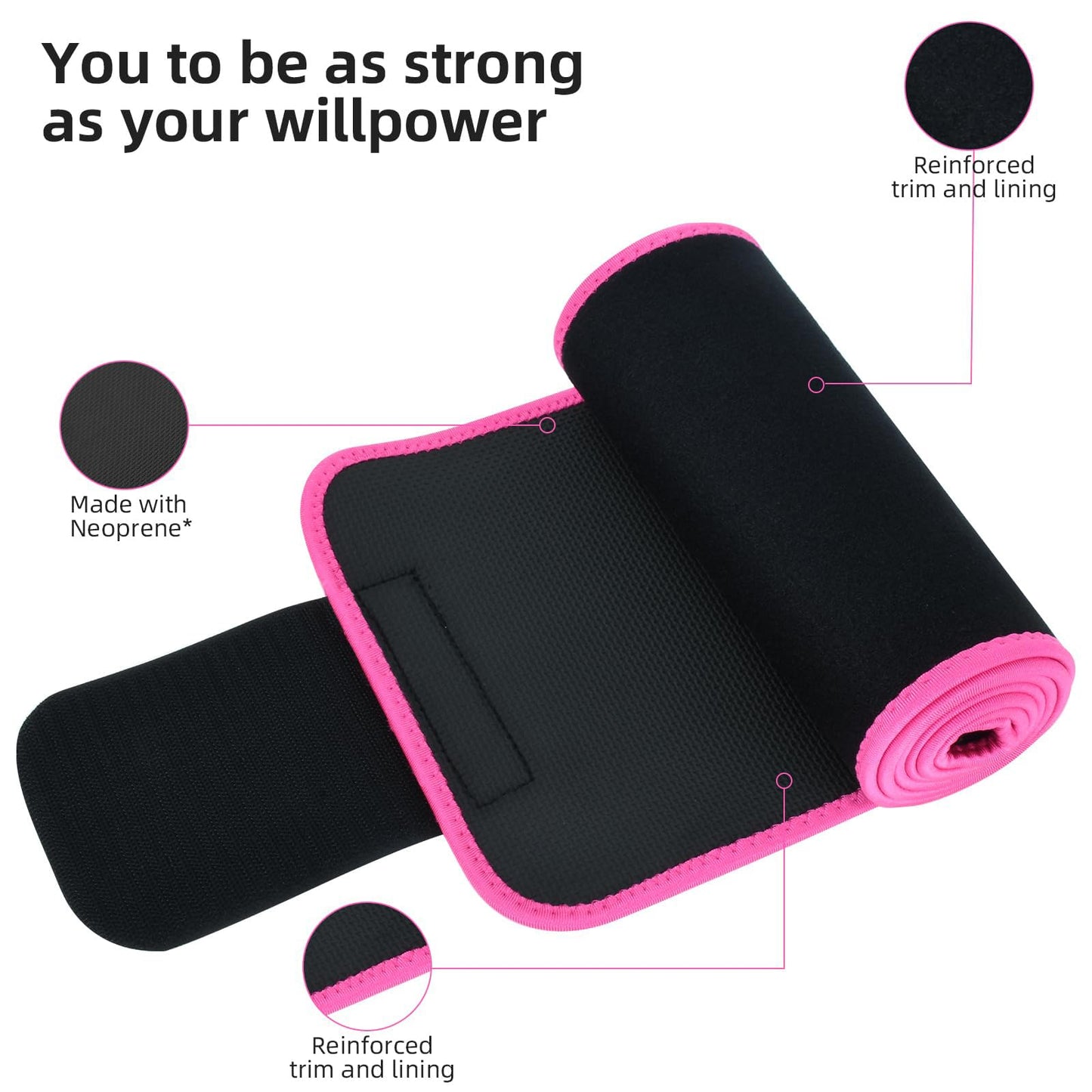 ZPP Waist Trainer for Women and Men, Neoprene Sweat Band Waist Trimmer Belt Slimming Stomach Wrap for Workout Black/Pink