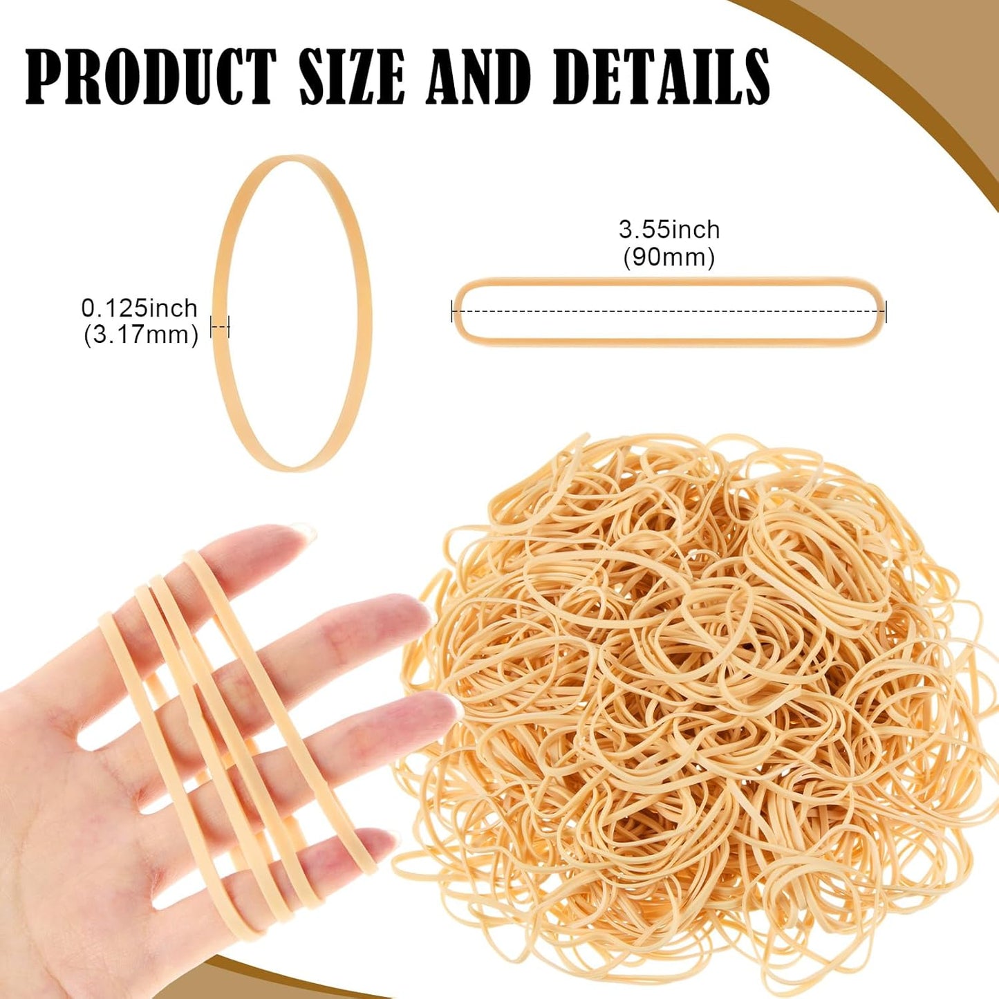 Beige Rubber Bands - 5 lb Bulk | Strong, Soft Elastic for Office Supplies & Organizing