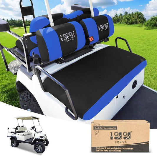 10L0L Golf Cart Front Rear Seat Covers for Yamaha G2 G14 G16 G19 G22, Club Car DS pre-2000, Tomberlin Emerge, EZGO Marathon, Made w/ 3D Air Mesh Polyester Fabric Breathable Washable - Blue and Black