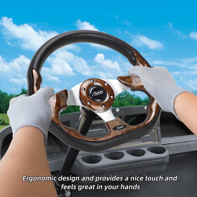 Roykaw Golf Cart Universal Steering Wheel Compatible with EZGO RXV TXT, Club Car DS Precedent Tempo, Yamaha G29 Drive Drive 2,Universal Design for Most Golf Cart